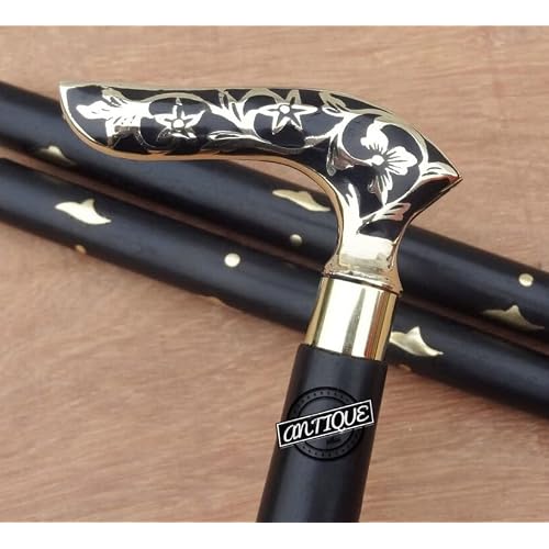 Brass Handle Victorian Telescope Foldable Wooden Walking Stick Cane Ideal Vintage Gift Men Women FatherMother