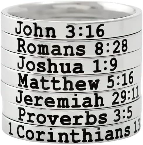 Custom Bible Verse Ring - Stainless Steel Band Ring, Personalized Engraved Scripture Jewelry, Religious Occasions and Everyday Wear