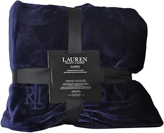 Lauren Ralph Lauren Plush Micromink Blanket - Navy - Queen / Full