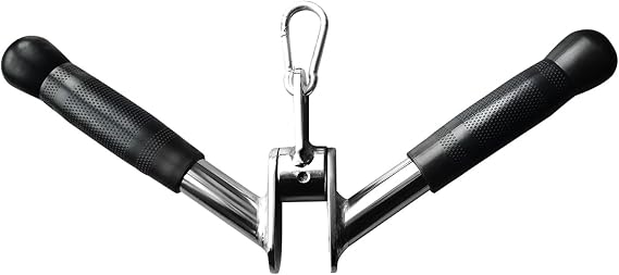 V-bar Tricep Press Down Bar - Pulley Cable Machine Attachment Rotating Bar for Home Gym Strength Training Handle with Rubber Handgrips - LAT Pull Down Machine LAT Pulldown Attachments