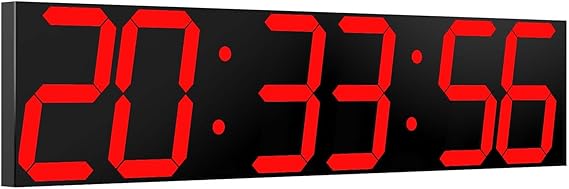 CHKOSDA Digital Wall Clock, Oversize Led Digital Clock with Auto Dimmer, Huge Countdown Timer with Remote Control, 27" Wide Led Display, 6 Digits, Wall Mount, Date and Temperature (Red)