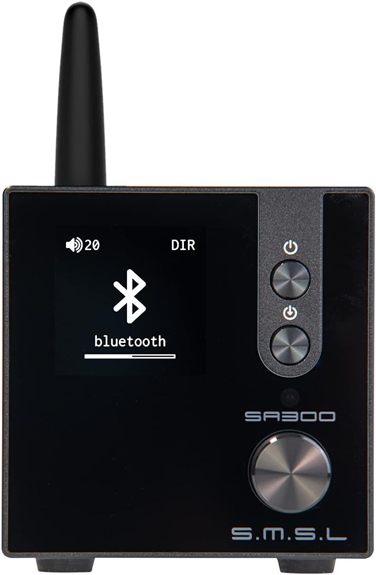S.M.S.L SA300 HiFi Digital Amplifier, Infineon's MA12070 Chip 80W x 2 Class D Power Amp, RCA USB Bluetooth 5.0 APTX Input, Multiple EQ Modes with Remote Control Black