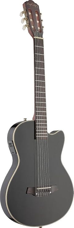 Angel Lopez EC3000CBK Electric Solid Body Classical Guitar with Cutaway,Black