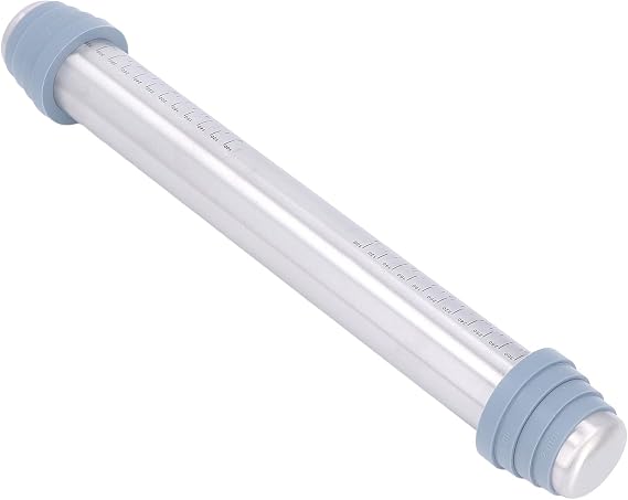 Adjustable Rolling Pin, Stainless Steel Dough Roller with 4 Silicone Guide Rings, Rolling Pins with Adjustable Thickness Rings, Roller Pins for Pizza, Pie, Pastries, Pasta