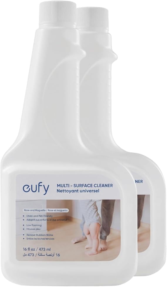 eufy RoboVac Hard Floor Cleaning Solution (2 Bottles), Dilution Ratio 1:200, 473 ml, Floor Cleaner, Plant-Based,Compatible with Omni C20, X8 Pro, X10 Omni, G series, L Series | Compatible with G40 Series,G30 Series,RoboVac 11, 11S MAX, 12, 15C MAX, 15C,G10 Hybrid, G20, G35, G35