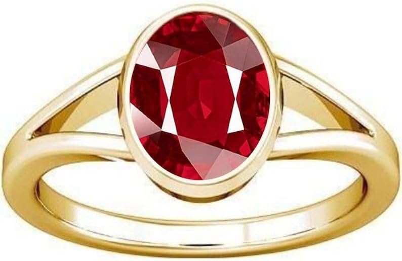 Ramneek jewels 7.25-7.50 Carat Ruby Manik Manikya Energized Gemstone Panchdhatu Ring for Men & Women