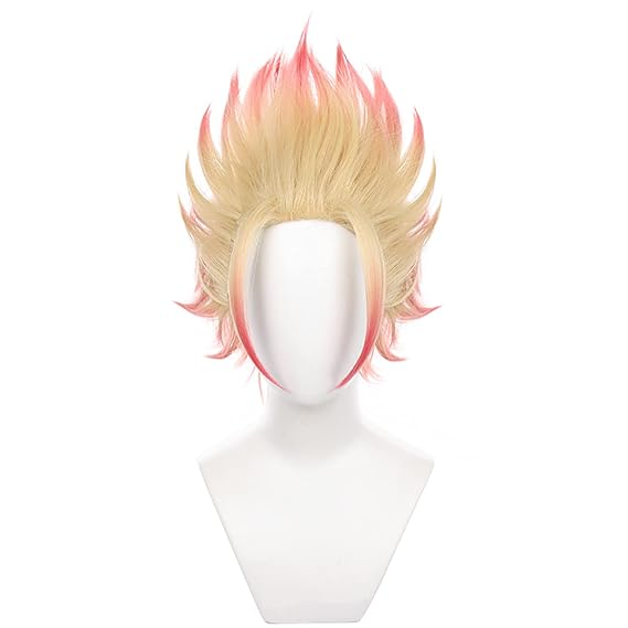 XiongXiongLe Blonde Red Gradient Short Upturned Wig for Men Cosplay Halloween Costume Hair Replacement Wigs Cos Halloween Christmas Party
