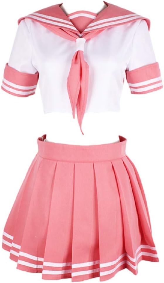 GK-O Fate Apocrypha FGO Astolfo Cosplay Pink Sailor Suit JK Uniform | Pink sailor school uniform cosplay costume JK outfit 5 piece set anime convention Halloween party women