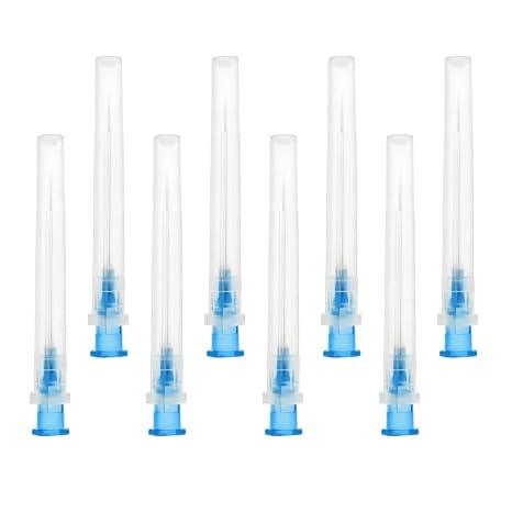 Shudyear 100pcs Dispensing Needle Accessories, Stainless Steel Industrial Needles Individually Packed (23G 32mm/1in)