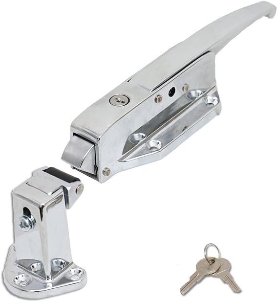 Kason K58C Series Walk-In Safety Chrome Latch Complete Set with Key (Select Offset from Flush to 2-1/2") (Offset - Flush)