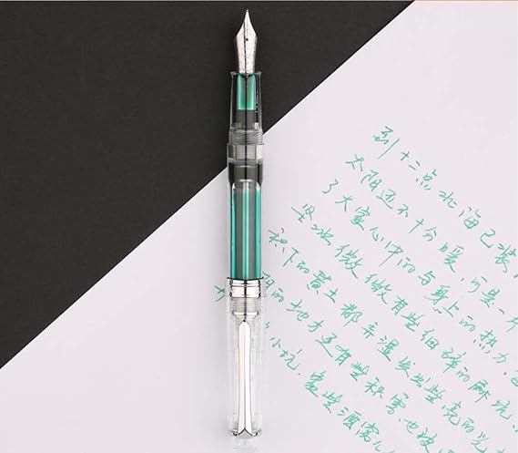 Lanxivi Penbbs 268 Vacuum Filling Fountain Pen Medium Nib Clear Acrylic Collection Pen Gift Box Set