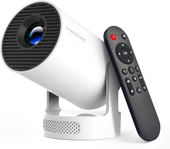Magcubic Mini Projector with WiFi 6 and Bluetooth 5.4, Portable Projector 4K Support, 5W Soundbase Speaker, Auto Vertical Keystone 180Rotatable Smart Proyector for Movie Home Outdoor
