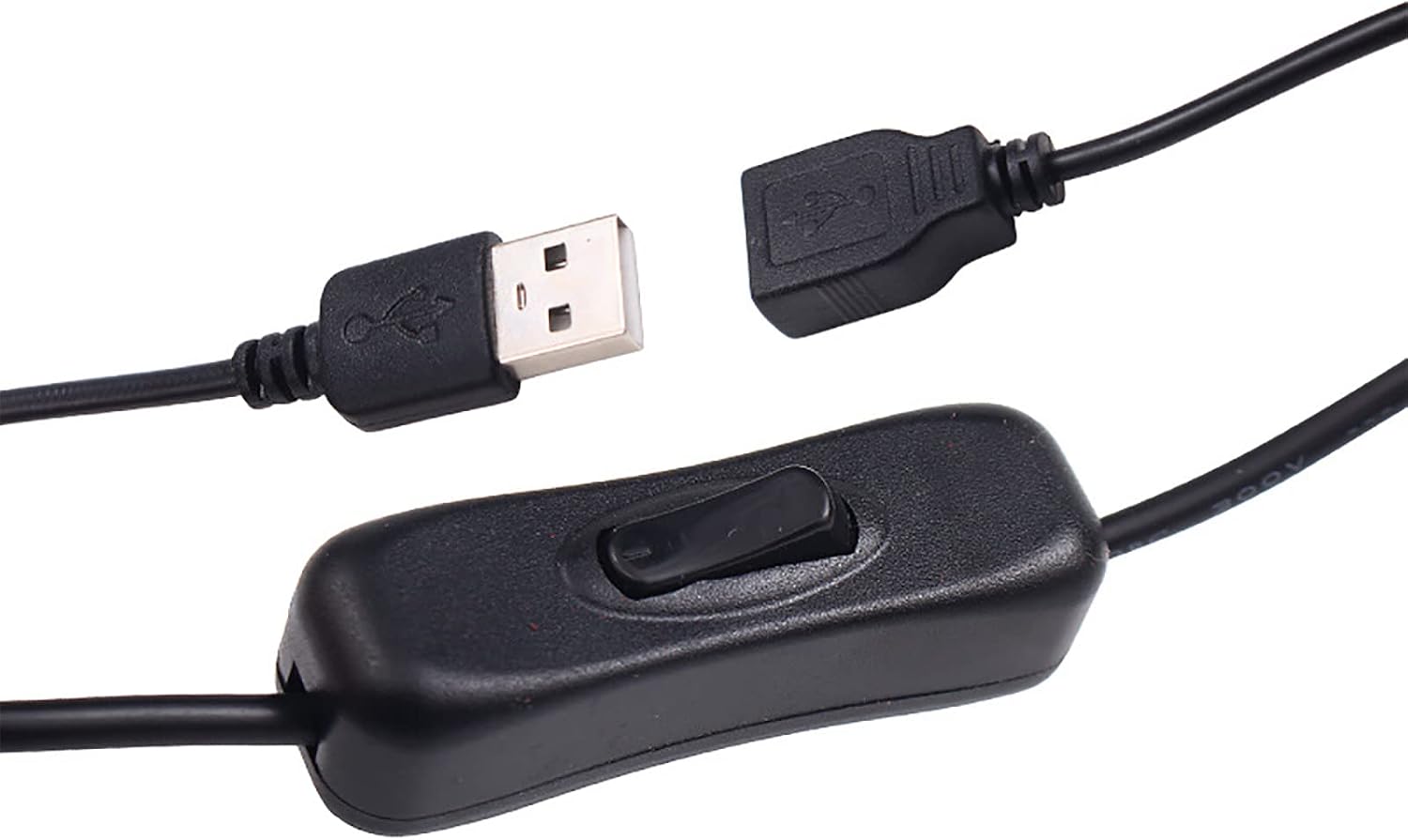 USB A Male Female Extension Cable with Switch, Support Data Transfer, Apply to Small Desk Lamp/Fan LED Lights with Off Switch, 1M Black