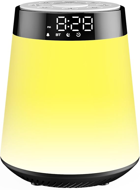 Sunrise Alarm Clock Sunlight Wake Up Light, White Noise Machine, 30 Sounds | 12 Dimmable Night Light, Digital Bedside Lamp Bluetooth Speaker Clock for Kids, Teenagers, Heavy Sleepers Adults Bedrooms