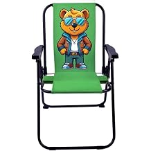 EXENT Gözlüklü Maskot Ayı 2-6 Yaş LÜX Çocuk Piknik Sandalyesi-Mini Kamp Sandalyesi-YEŞİL