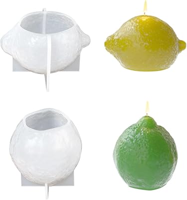 2Pcs Lemon Candle Molds, 3D Lemon Shaped Silicone Mold for Fondant, Chocolate, Wax, Soap, Epoxy Resin, Plaster, Clay, DIY Crafts