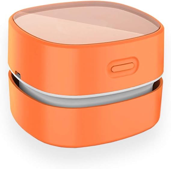 ODISTAR Mini Desktop Vacuum Cleaner for Table Dust (Orange AA Battery) | Up to 400 Mins Endurance, 360 Rotatable, Cleans desk Dust, eraser Crumbs, Great for Home/School/Office, Ideal Kids Gift
