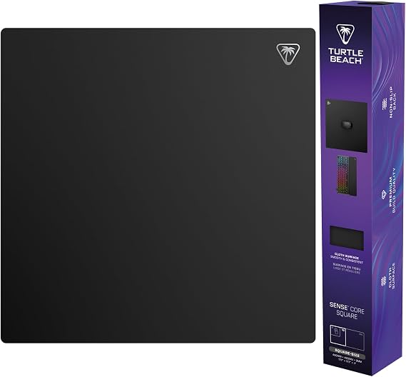 Turtle Beach Gaming Mouse Pad, Sense Core Square, Microwave Cloth 17.7 x 17.7 x 0.08 inches 450 x 450 x 2 mm, Non-Slip Premium Material