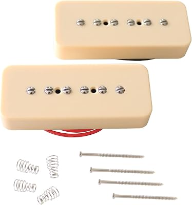 Metallor P90 Soapbar Pickup Bridge and Neck Single Coil Pickups Set for Electric Guitar Parts Replacement Cream.