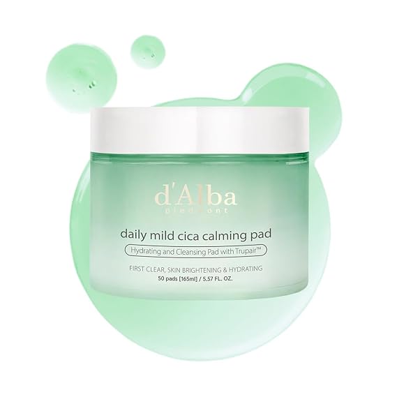 d'alba Piedmont Daily Mild Cica Calming Pad, Calming and Soothing Pads, Gentle Exfoliation