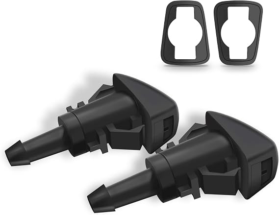 2PCS Front Windshield Washer Nozzles, Windshield Washer Spray Jet Kit | Replacement for Chrysler, Dodge, Jeep, Replaces OEM #: 4805742AB / 5113049AA / 55077460AA / 5303833AA / 5116079AA