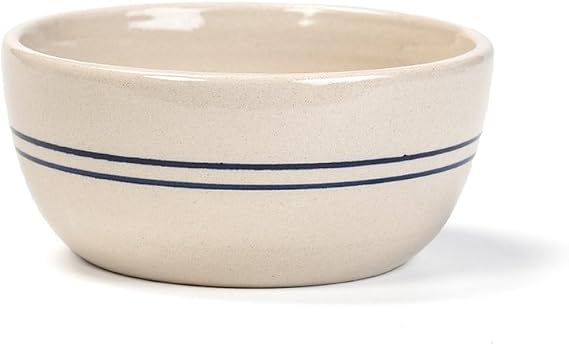 Salad Bowl Handmade Heritage Blue Stripe Stoneware