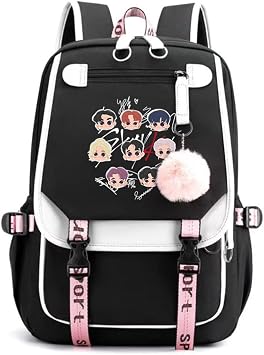 Stray Backpack Korean Casual Daypack Laptop Bag College Bag Unisex Black 32cm*15cm*45cm