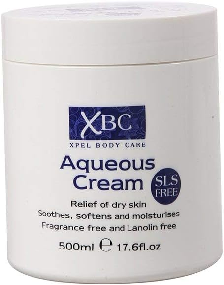SLS Free Aqueous Body Cream 500ml – Moisturiser for Dry Skin, Soothing & Softening, Free from Parabens, Fragrance & Colour – Skin Hydration, Soap Alternative for Sensitive Skin Relief