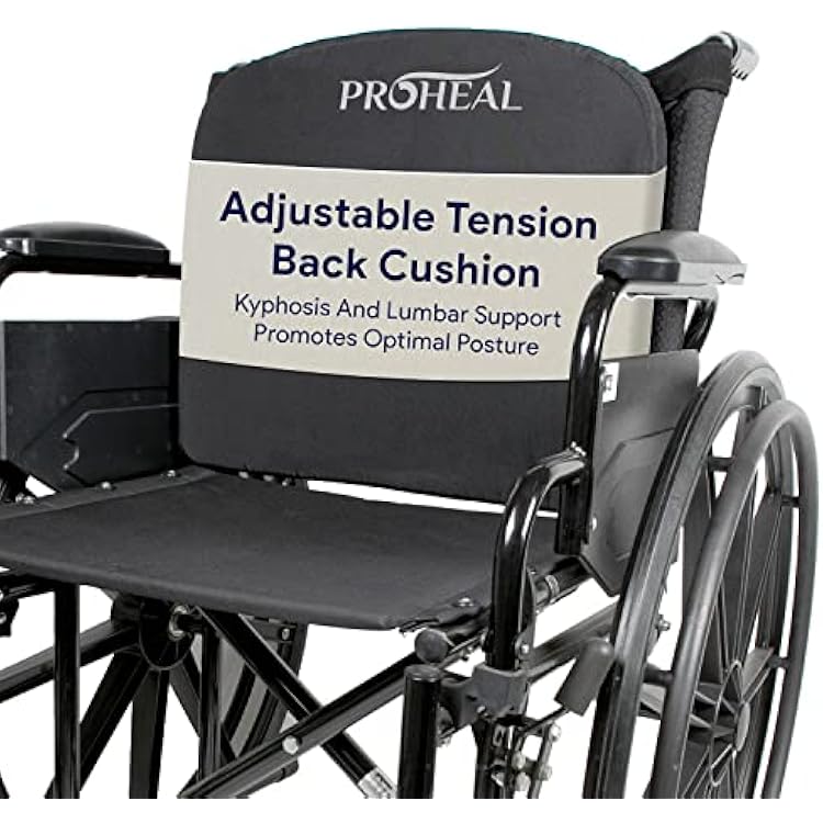 ProHeal Adjustable Tension Back Cushion - Kyphosis and Lower Back Pain Relief - Adjustable Lumbar Pillow - Promotes Spine Alignment and Posture - 16 - 21 x 16