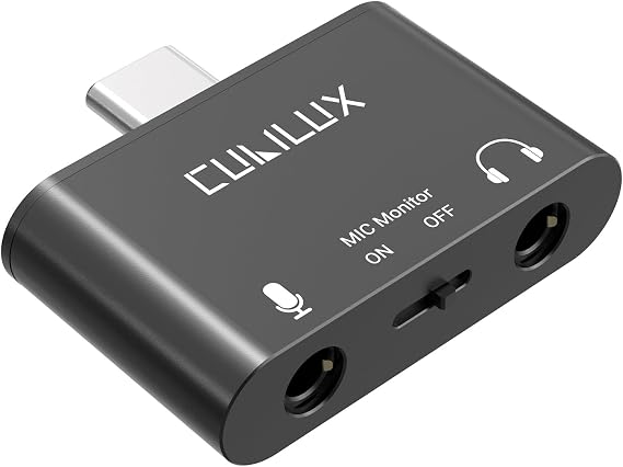 Cubilux USB C to Microphone Adapter (Support Real-Time MIC Monitor), Type C to 3.5mm TRS Headphone MIC Splitter for iPhone 17/16/15, iPad Pro 13/12.9/11 iPad Air 13/11, Samsung, Pixel, Android Phone