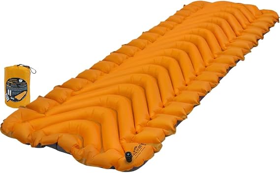 KLYMIT Insulated Static V Lite Inflatable Sleeping Pad | Comfortable, Lightweight, Easy to Inflate, Portable Air Bed for Hiking, Backpacking & Camping Orange
