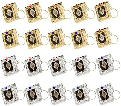 Anxingo 20 pcs Mini Quran Keychain, Mini Islamic Key Chain for Women Men, Handbag Pendant Wallet Key Ring, Muslim Key Holder Accessories