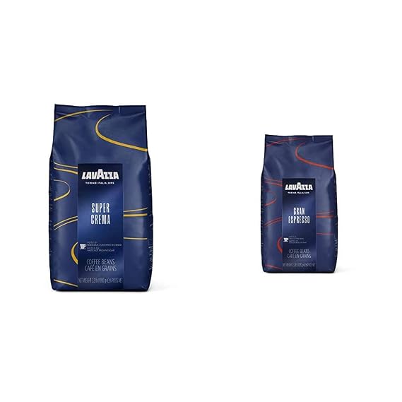 Lavazza Super Crema and Gran Espresso Whole Bean Coffee Blends, 2.2 Pounds Each