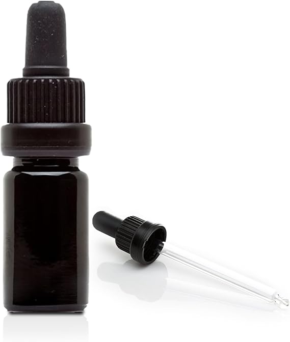 Infinity Jars 15ML (0.51 Fl oz) UV-Black Glass Tincture Bottle & Dropper LeakProof Travel Vial for Essential Oils, Serums, Micro-Doses, Herbal Extracts