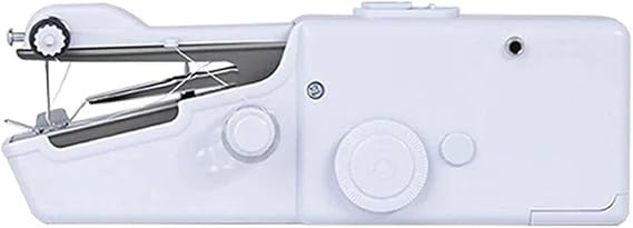 Sewing Machine Portable Manual Sewing Machine Handheld Rope-free Electric Quick Build DIY Apparel Supplies Arts Crafts Home Garden Embroidery for Beginners(Bianco)