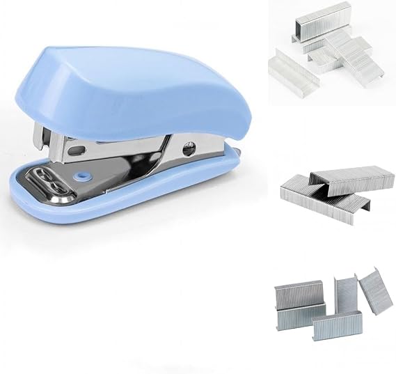 Blue Color Mini Stapler with Staples,Small Cute Stapler for Desk,Gift for Student or Office Use (Blue)