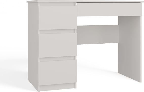 CDF Mijas Left Desk Matte White 51x98x76 cm | 4 Drawers | Ideal for Office, Study, Children's and Teenager's Room | Functional Desk for Computer, Laptop | Easy Assembly