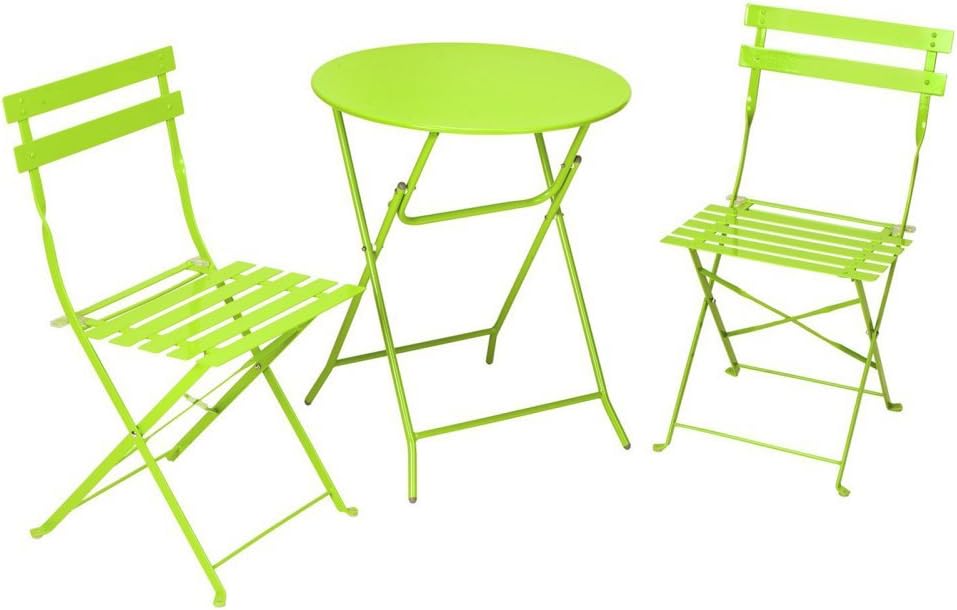Cosco Outdoor Bistro Set, 3 Piece, Folding, Bright Green