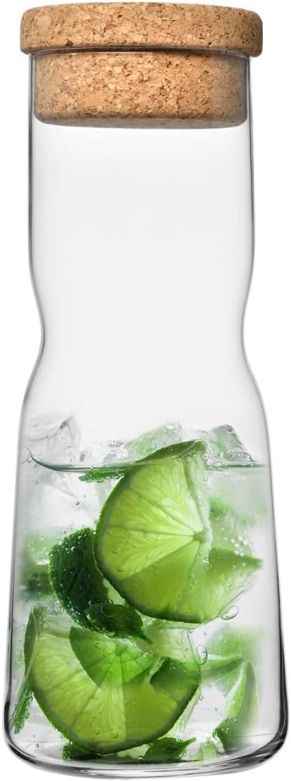 Krosno Water Carafe with Cork Stopper, 33.8 oz, Splendour Collection | Decanter, pitcher, juice, lemonade, Lead-Free Crystal, Dishwasher Safe, Glassware, Tableware, Fridge Safe, Made in Europe
