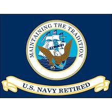 US Navy Flag Retired Sticker (Naval Vet Veteran Sailor Officer Vinyl Decal for car Truck or Laptop (3 x 4 inch) Licensed by U.S. Navy