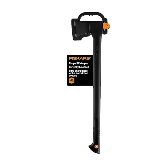 Fiskars 28" Chopping Axe - Ultra-Sharp Blade for Felling Trees - Garden and Outdoor Gear - Black