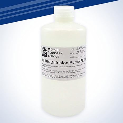 Midwest Tungsten Diffusion Pump Oil, High Vacuum, Dow Corning Equivalent, for Higher Resistant to Hydrolysis & Oxidation, Free MSDS Sheet (MT-704), 250cc