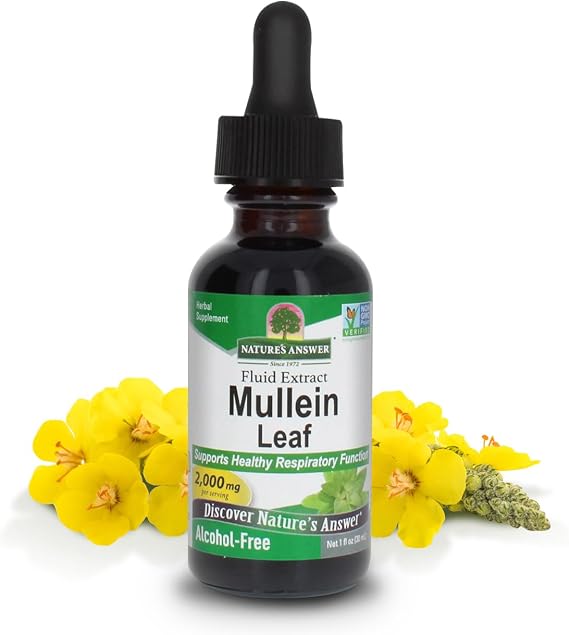 Nature's Answer Mullein Leaf | Herbal Supplement | Supports Healthy Respiratory Function & Healthy Mucous Membranes | Non-GMO & Kosher | Gluten-Free & Alcohol-Free 1oz (2 Pack)