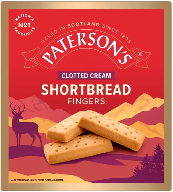 Paterson Shortbread Fingers 300g | Traditional Scottish Shortbread Biscuits | Vegetarian Friendly Tea Time Biscuits (Clotted Cream)
