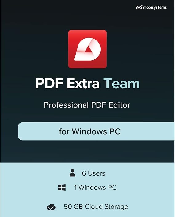 PDF Extra Team | PDF Converter: Create, Edit, Sign Documents | 6 Users / 1 Year License for Windows