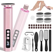Electric Foot Callus Remover with 60pcs Sandpaper and 10 Pedicure Kit, 9 Speed Electric Foot File, Rechargeable Pedicure Tools for Feet Portable Foot Scraper for Dead Hard Skin (Pink)