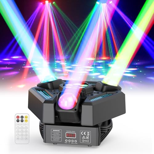 180W Moving Head DJ Light Three Head 9LED XY Dual-Axis Rotating 4-in-1 Strobe & Star Effect,Linear Dimming, DMX Sound Activated Party Lights for Live Show,Wedding,KTV Club,Bar