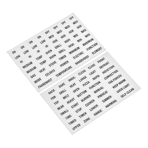 96x Universal Primary Operation  Oven Cooktop Functions Texts Decals Control panel Labels Black Print Clear Adhesive Basic Replacement Stove Oven Sticker Word Lettering Appliance Indicator