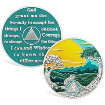 CHURYUML 6 Year Sobriety Coin Nature Landscape Sobriety Chip Sobriety Gifts for Women Men AA Coins Recovery Medallions Alcoholics Anonymous Addiction Recovery Gifts Affirmation Token