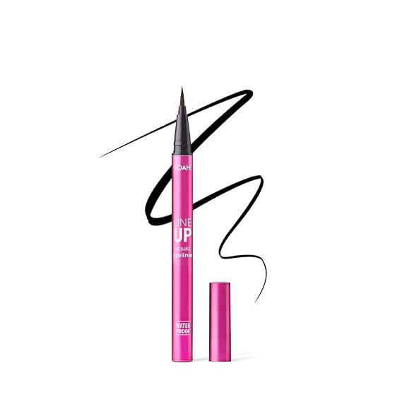 JOAH Line Up Liquid Eyeliner with Precision Felt Tip, Fast-Drying & Waterproof, Long Lasting, Smudge Proof Eye Liner, Effortless Control, Biotin Infused, Black